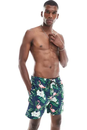 JACK & JONES Shorts de baño con estampado de flamencos de