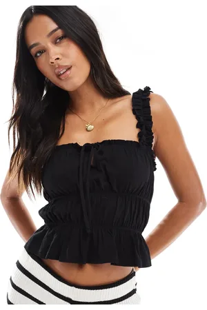 Miss Selfridge Top fruncido con lazada delantera de
