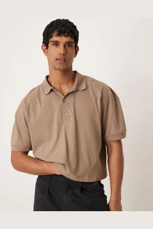 ASOS Polo corto color piedra extragrande con sisas caídas de -Neutro