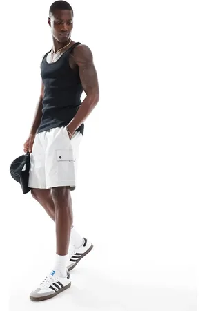 JACK & JONES Pantalones cortos gris claro cargo de corte suelto con cordón ajustable de