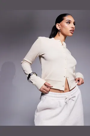 ASOS Cárdigan color con detalle de etiqueta de tejido gofrado de Weekend Collective-Neutro