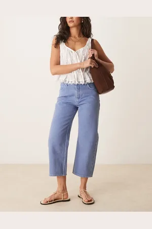 Free People Vaqueros azul de talle medio y pernera recta Deep Trance de