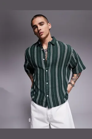 ASOS Camisa a rayas blancas de corte cuadrado extragrande de