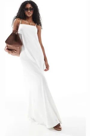 JJXX Vestido largo color crema de mezcla de lino de -Blanco