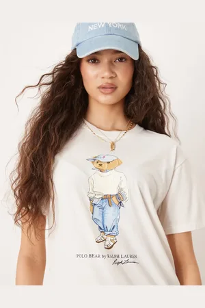 Ralph Lauren Camiseta blanco hueso con estampado de oso de