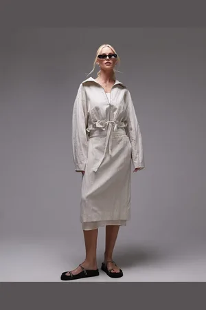 MANGO Falda midi de sastre color con capa inferior de organza de la colección cápsula de (parte de un conjunto)-Blanco