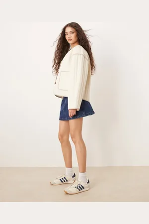 SELECTED Chaqueta color crema guateada con bolsillos de Femme-Blanco