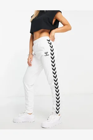 Hummel Pantalones de chándal blancos clásicos con cinta de