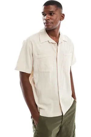Only & Sons Camisa resort beis de manga corta con cuello de solapas de -Neutro