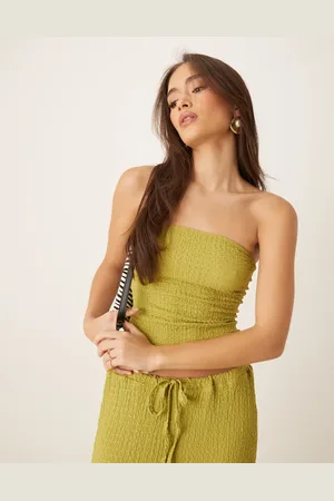ASOS Top largo verde con escote palabra de honor de tejido texturizado de (parte de un conjunto)