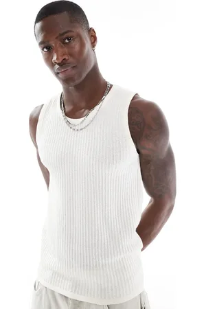JACK & JONES Camiseta color crema de tirantes de canalé de -Blanco