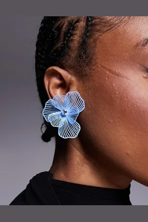 Aldo Pendientes azul pálido extragrandes con diseño de pétalos Petaldream de
