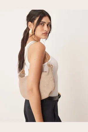 ASOS Clutch color de ante con bolsillo intercambiable y herrajes dorados de -Neutro