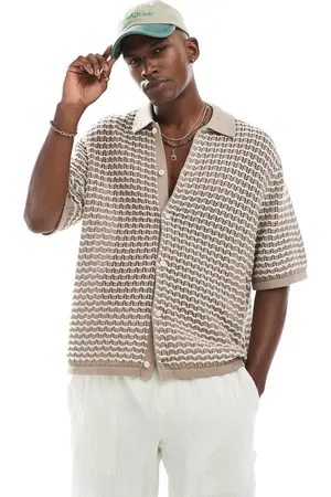 JACK & JONES Polo beis abotonado de croché de -Neutro