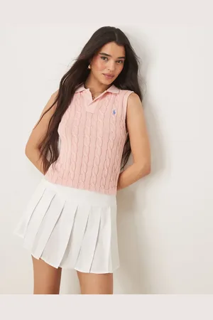 Ralph Lauren Chaleco rosa tipo polo con logo de punto de ochos Icon de