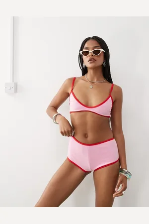 COLLUSION Braguitas de bikini rosas de tejido de rizo de -Rojo