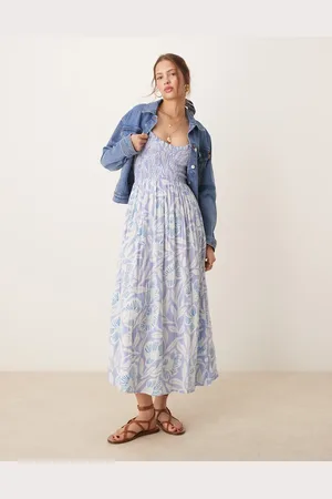 Free People Vestido midi azul estampado Sweet Nothings de