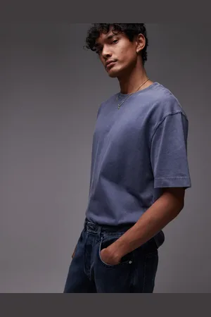 Topman Camiseta extragrande con lavado azul de