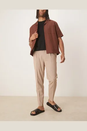 ASOS Pantalones de vestir color jaspeado de corte tapered con pinzas delanteras de -Neutro