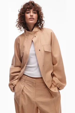 MANGO Chaqueta holgada con cuello alzado de tejido suave de (parte de un conjunto)-Neutro
