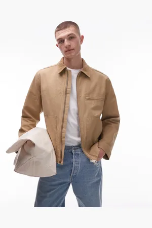 ARKET Chaqueta de camionero de estilo worker con cremallera delantera de lona de -Neutro