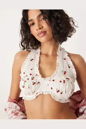 For Love & Lemons Bralette blanco y con diseño de cerezas de cuentas de (parte de un conjunto)-Multicolor