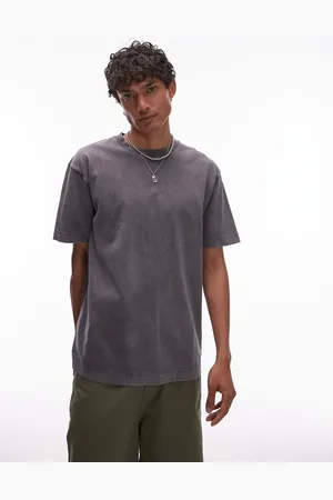 Topman Camiseta extragrande negro lavado de