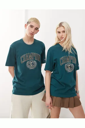 Champion Camiseta unisex de manga corta con diseño universitario de