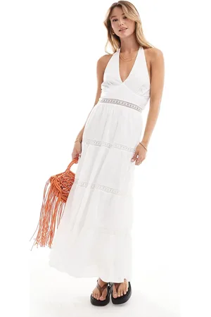 Cotton On Vestido largo con cuello halter de estilo campero de Cotton On