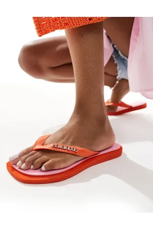 Havaianas Chanclas rosas y naranjas con puntera cuadrada de