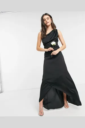 TFNC Vestido largo asimétrico de dama de honor de -Marrón