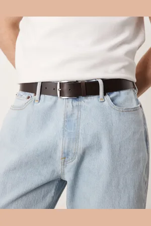 Calvin Klein Cinturón marrón clásico de cuero de
