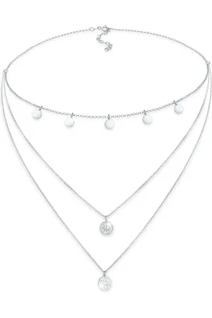 Elli Gargantilla plateada de varias hileras con charms circulares de estilo vintage para mujer de plata de ley 925 de