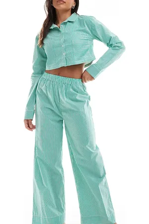 Luna Camisa de pijama corta a rayas verdes extragrande de (parte de un conjunto)