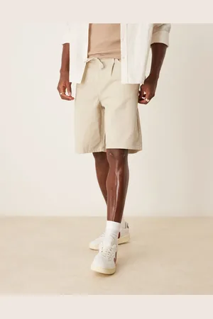 ASOS Pantalones cortos color de corte ancho y largo medio con lazada delantera de -Gris