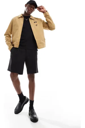 ASOS Chaqueta color de estilo worker con estampado en el pecho de -Neutro