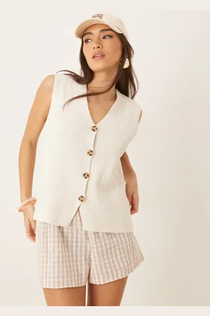 ASOS Chaleco de traje color holgado de punto flameado de -Blanco