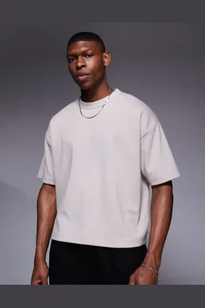 ASOS Camiseta color piedra de corte cuadrado extragrande de tejido suave de -Neutro