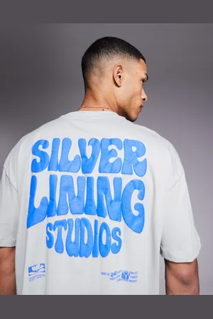 ASOS Camiseta gris claro extragrande con estampado en relieve de