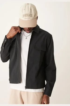 ASOS Sobrecamisa negra de corte cuadrado con cremallera delantera de