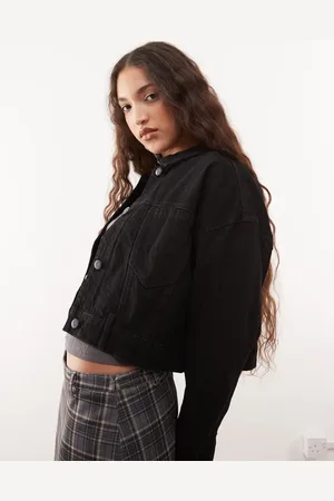 Noisy May Chaqueta vaquera corta negra de corte cuadrado de -Negro