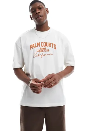 ASOS Camiseta color crema extragrande con estampado gráfico deportivo de -Blanco