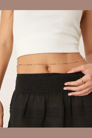 ASOS Cadena para el vientre dorada con cuentas de colores variados de