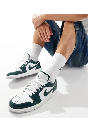 Jordan Zapatillas de deporte blancas y verde oscuro Air 1 Low SE de