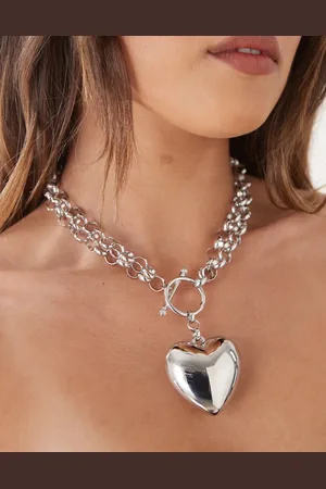 Reclaimed Collar pulido de cadena gruesa con colgante de corazón de