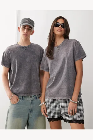 Reclaimed Camiseta corta unisex de corte cuadrado con lavado ácido de