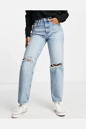 ONLY Vaqueros con lavado y diseño desgarrado de pernera recta Robyn de