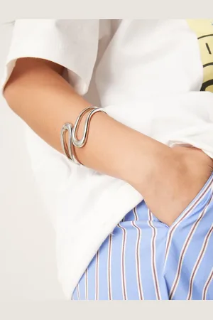 ASOS Pulsera rígida plateada con diseño envolvente abierto de