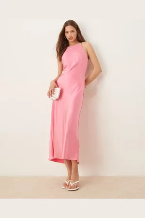 Gina Tricot Vestido midi con cuello subido de satén de