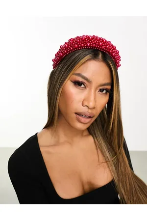 Easilocks Diadema roja extragrande con perlas exclusiva en ASOS de